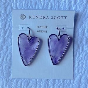 KENDRA SCOTT Ansley heart drop in rhodium/amethyst - dust bag included
